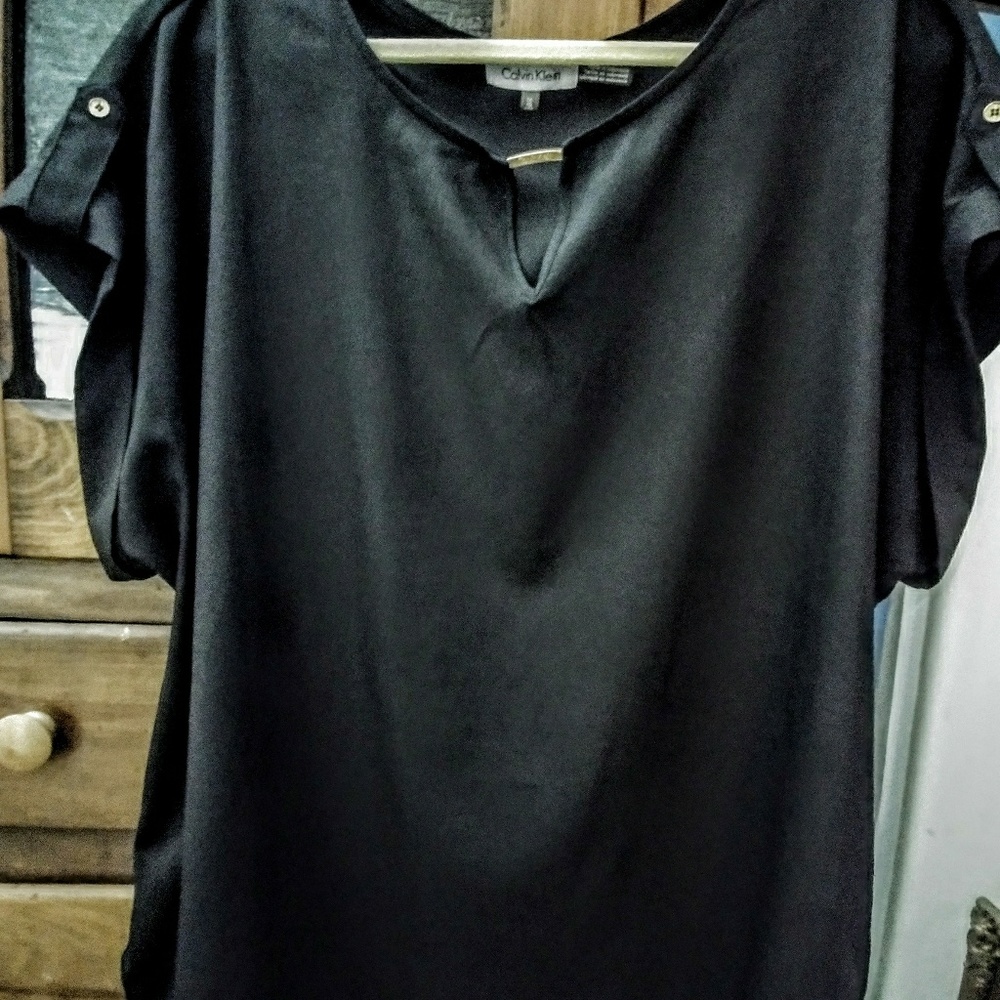Calvin Klein Black Short Sleeve Flowy Top